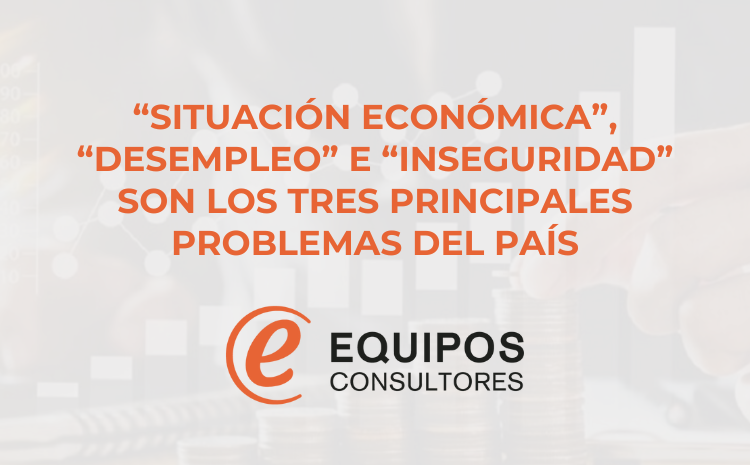  “SITUACIÓN ECONÓMICA”, “DESEMPLEO”<br>E “INSEGURIDAD” SON LOS TRES<br>PRINCIPALES PROBLEMAS DEL PAÍS